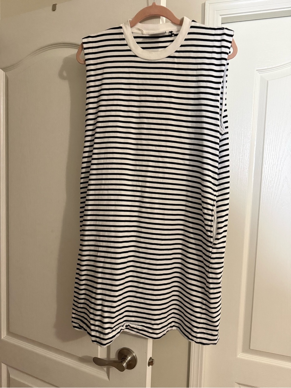 Frank & Oak Black and White Striped Midi Tank Dress